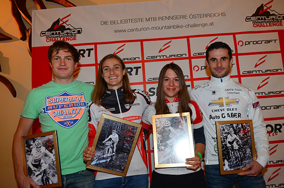 Die Challenge-Gesamtsieger 2014: Manuel Pliem, Sabine Sommer, Agnes Kittel, Christian Moitzi