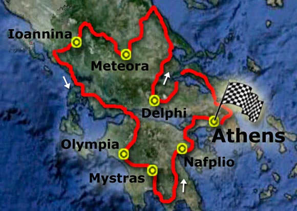 Die Etappen durch Griechenland haben durchschnittlich 100 km/1.600 Höhenmeter
