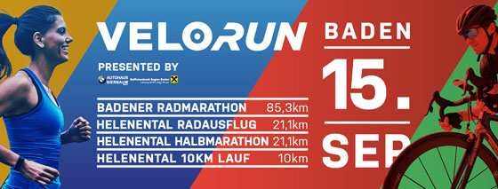 Sei dabei beim Velo/Run durch das Helenental bei Baden 